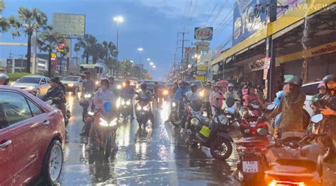 Heavy Rain Caused Flooding And Traffic Disruptions In Pattaya The