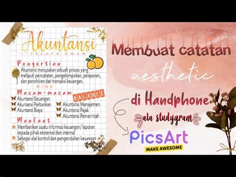 Cara Membuat Catatan Aesthetic Di Handphone Picsart Youtube