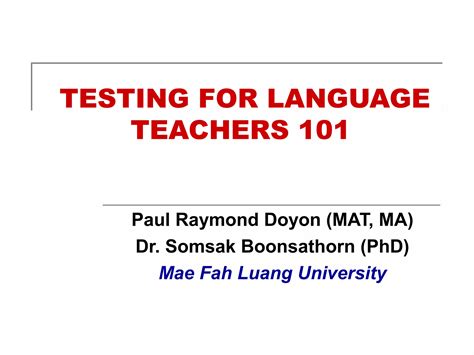 Testing For Language Teachers 101 1 Ppt