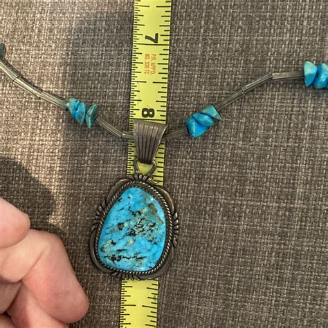 Navajo Artist Mark Yazzie Sterling Turquoise Pendan Gem