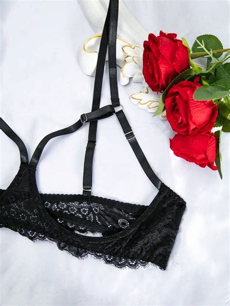 Ensemble De Lingerie En Dentelle Noire Grande Taille Pour Femme