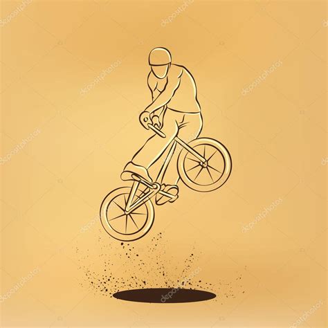 Trick On The BMX Bike Vector Retro Drawing Illustration Stock Vector