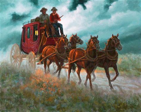 MOONLIGHT STAGECOACH Painting by john t jones | Saatchi Art