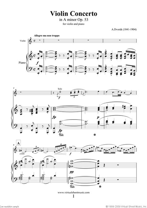 Dvorak: Violin Concerto in A minor Op.53 sheet music (PDF)