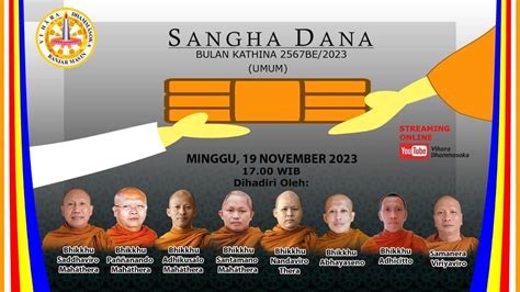 Sangha Dana Umum Di Bulan Kathina 2567 BE 2023 19 11 23 YouTube