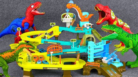 Minutes Of Satisfaction With Unboxing Dinosaur Car Racing Track Set