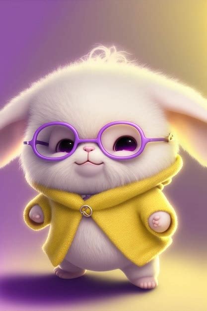 Premium AI Image White Rabbit Wearing Glasses And A Yellow Jacket