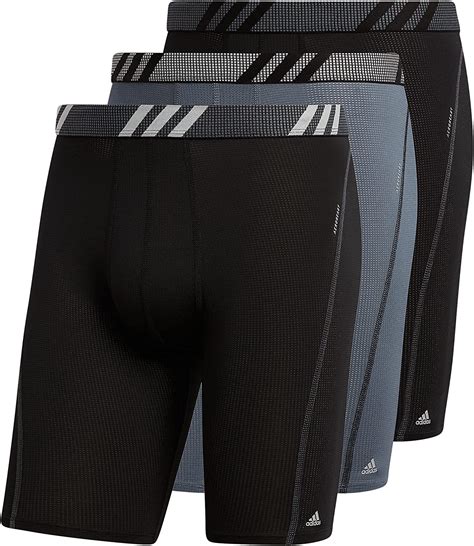 Adidas Men S Sport Performance Mesh Long Boxer Brief Underwear 3 Pack Black Onix Grey Small