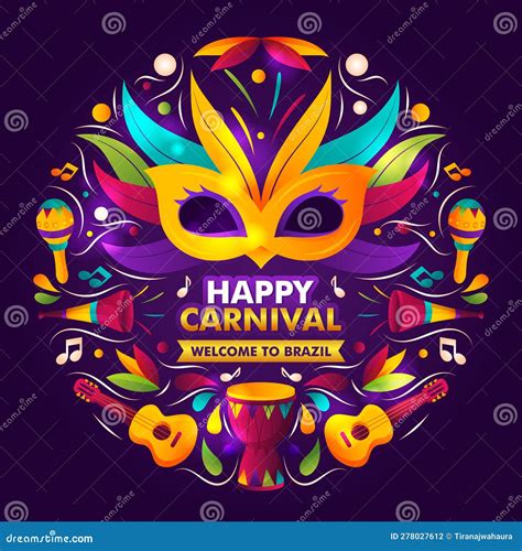 Brazilian Rio Carnival Logo Or Sign Concept Design Stock Vector