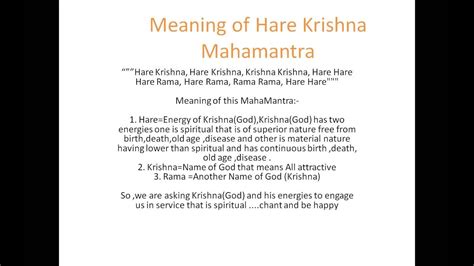 Meaning Of Hare Krishna MahaMantra Krishna Material And Spiritual