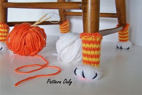 Cat Paw Chair Leg Covers Knitting Pattern Diy Instruction To Knit Cat