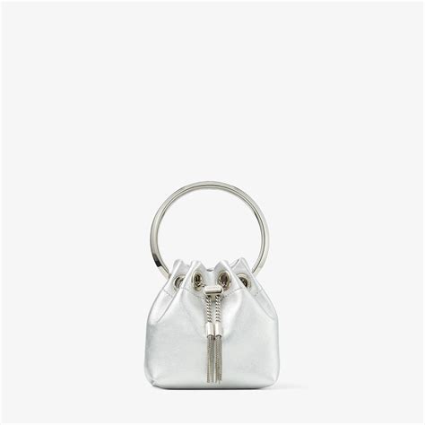 Silver Metallic Nappa Mini Bag Micro Bon Bon Summer 2022 Collection