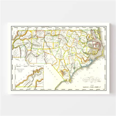 Vintage Map Of North Carolina By Ted S Vintage Art