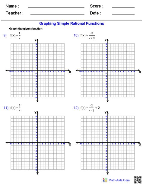 Graphing Rational Expressions Worksheet