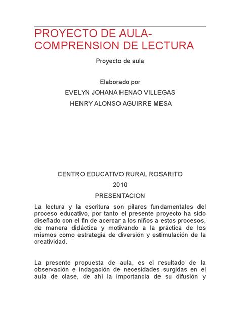 Pdf Proyecto De Aula Espa Ol Dokumen Tips