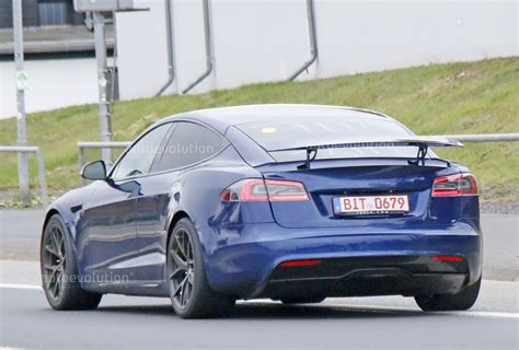 Tesla Model S Plaid Spied Testing Active Aero At The Nurburgring Autoevolution