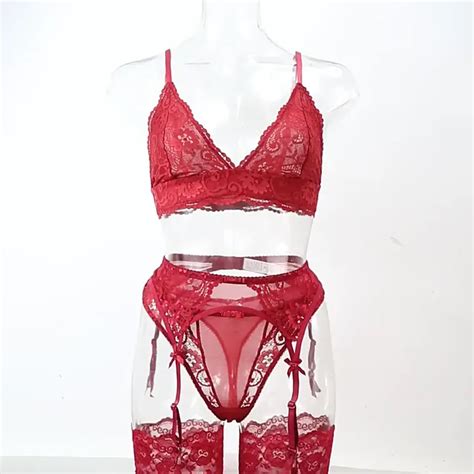 Varsbaby Lingerie Set Premium Quality Luxury French Wirefree Floral Lace Triangle Cup Bra