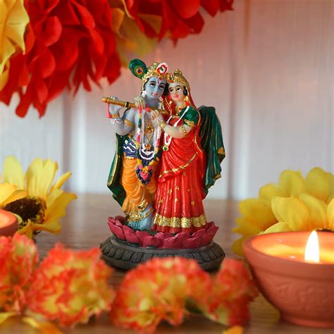 Buy Alikiki India Idol Radha Krishna Figurine H Hindu Murti God