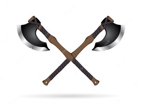 Premium Vector 3d Realistic Crossed Axe Medieval Axe Ancient Axe Axe