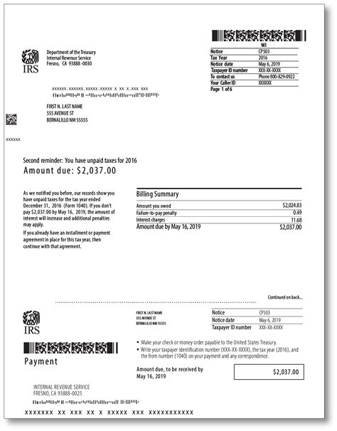 IRS Audit Letter CP503 – Sample 1