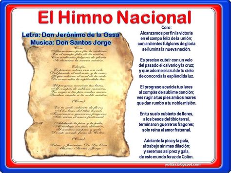 Simbolos Patrios Himno Nacional Letra Y MP3 Audio Himnos