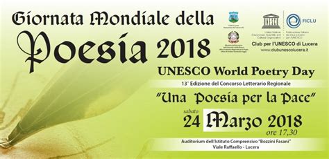 Giornata Mondiale Della Poesia 2018 Lucera It Giornale Online Sulla