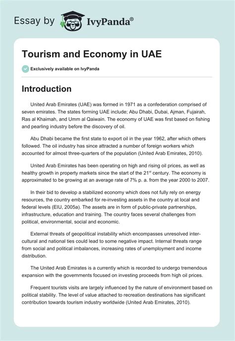 Tourism And Economy In Uae 2439 Words Report Example