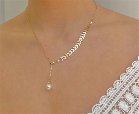 Bali Delicate Pearl And Gold Leaf Bridal Wedding Necklace Etsy