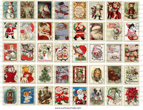 200 Vintage CHRISTMAS STAMPS Bundle .,snowmen, Santa, Retro to Antique ...