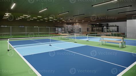 indoor pickleball court with blue and green color 3d render illustration sport complex 37755181 ...