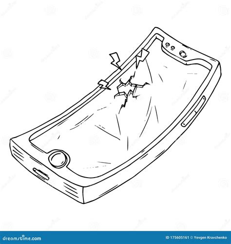 Cracked Screen Mobile Phone Vector Illustration Of A Broken Smartphone