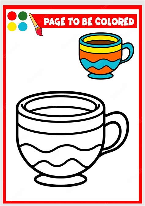 Livre De Coloriage Pour La Tasse Des Enfants Vecteur Premium