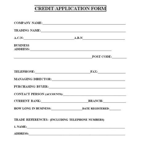 20 Free Credit Application Form Templates Excel Templates