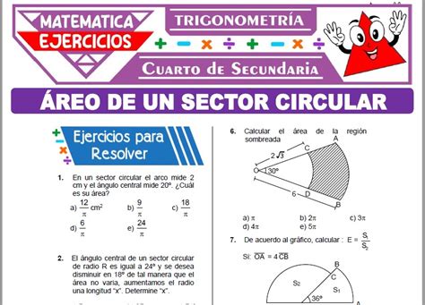 Ejercicios de Área de un Sector Circular para Cuarto de Secundaria