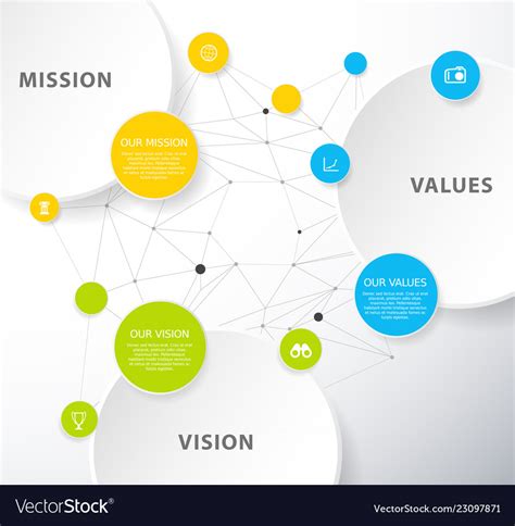 Template With Colorful Circles And Mission Vision Vector Image