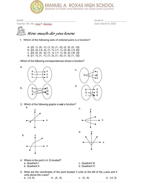 Function And Relation Interactive Worksheet Edform