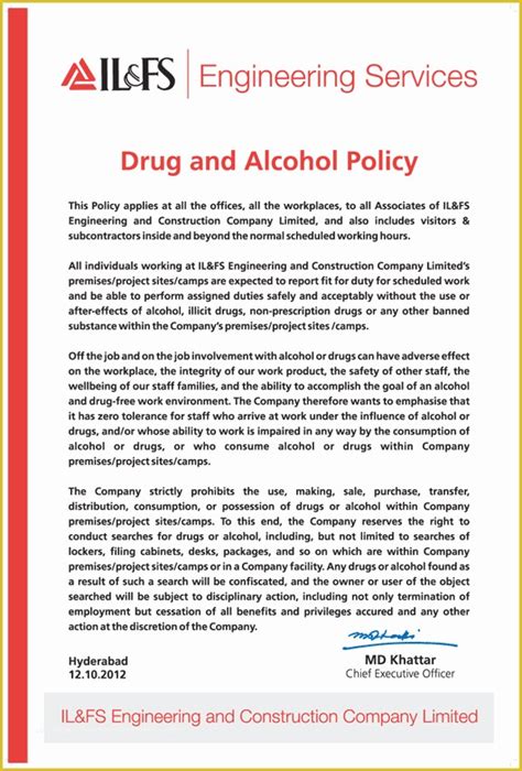 Drug Free Workplace Policy Template