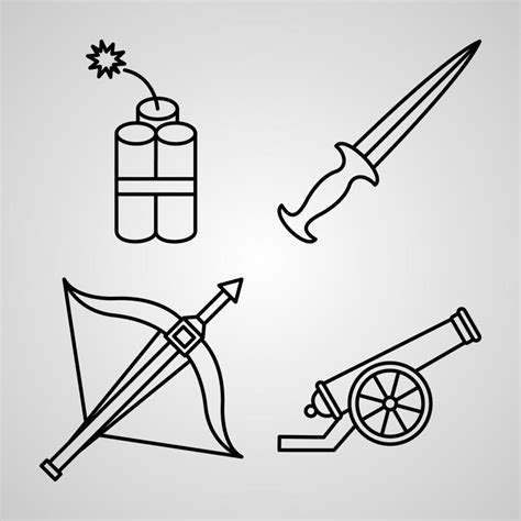 Simple Set Of Weapons Vector Line Icons 3506663 Vector Art At Vecteezy