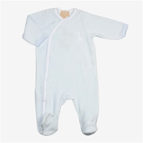 Pyjama bébé garçon en velours bleu chaud et doux ouverture croisée