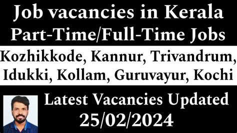 Job Vacancies In Kerala Districts Part Time Full Time Jobs