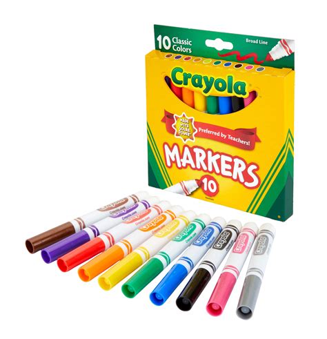 Crayola Broad Line Markers 10 Count Back To School Supplies Beginner