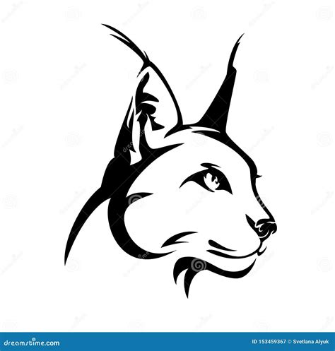 Caracal Wild Cat Head Black Vector Design Stock Vector Illustration