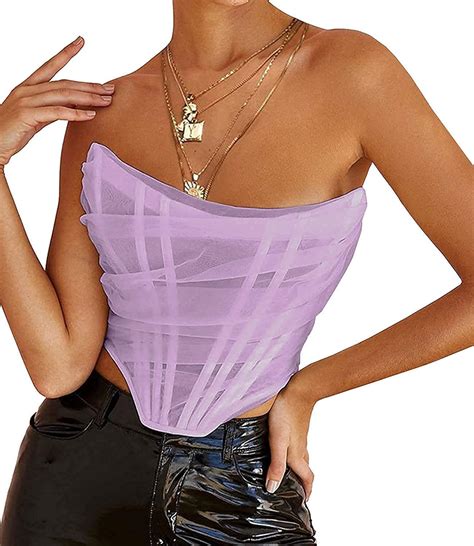 Venlen Corsé Crop Top Para Las Mujeres Bustier Underbust Deshuesado Sin