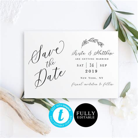 Elegant Save The Date Template 100 Editable Text Templett Etsy