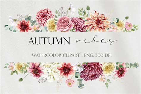 Watercolor Floral Autumn Frame Clipart 1607736