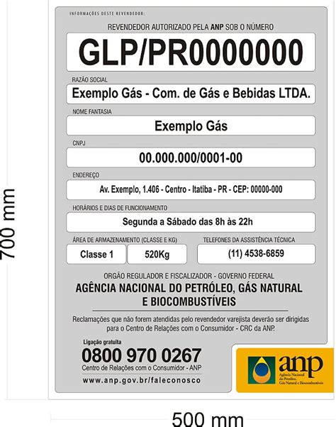 Placa Obrigatoria Para Revenda De Gas Glp Padrao Anp Dito Feito