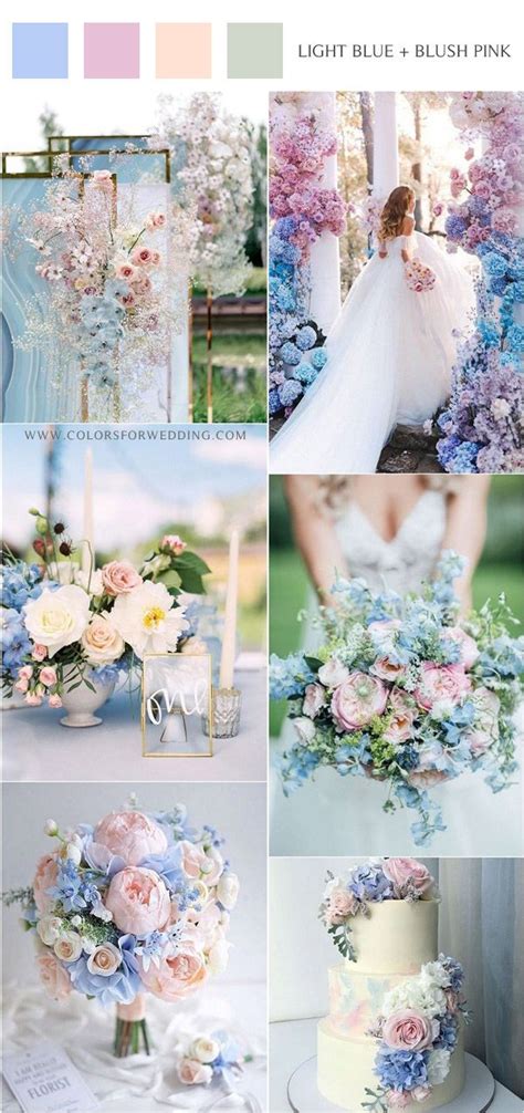 The Color Palette Is Blue Pink And White With Flowers On Its Sides