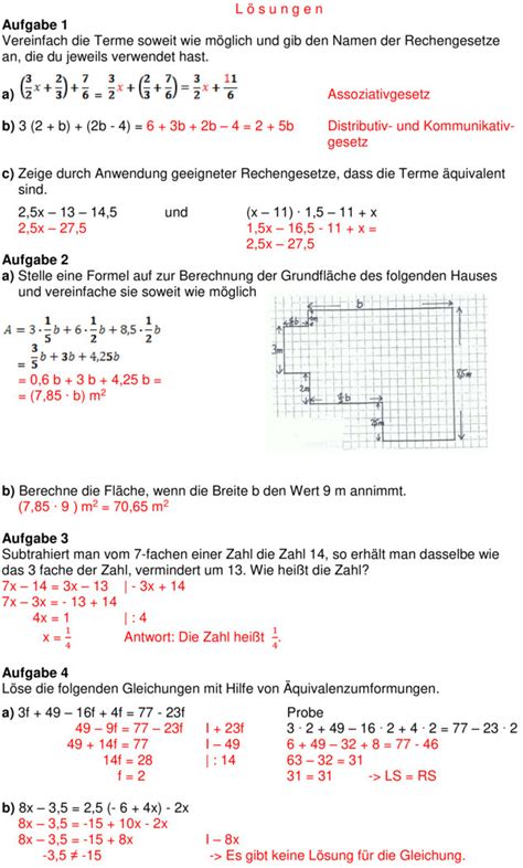 Klassenarbeit Zu Gleichungen [7 Klasse]