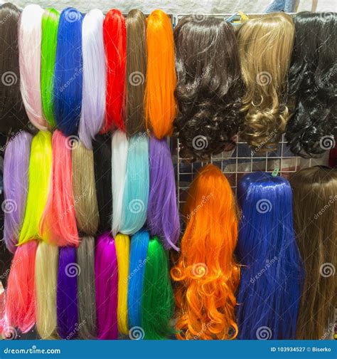 Wigs In Different Colours On Display Stock Image Image Of Colors Display 103934527