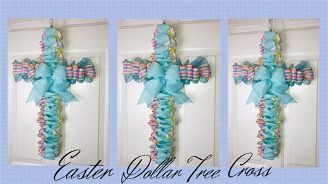 Easter Dollar Tree Ribbon Cross And Deco Mesh Diy🐰 Youtube